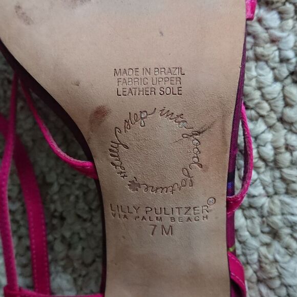 Lilly Pulitzer Elegant Pink satin Strappy Sandals size 6.5 - Picture 10 of 11